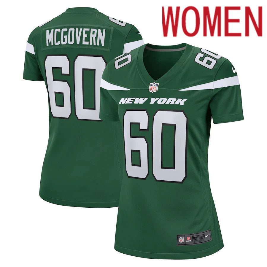 Cheap Women New York Jets 60 Connor McGovern Nike Gotham Green Game NFL Jersey